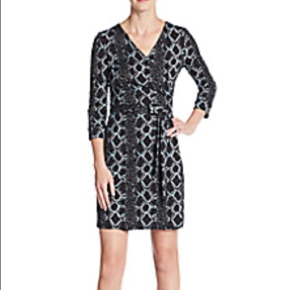 DVF New Julian Two Mini Snakeskin Print Wrap Dress - Picture 1 of 8